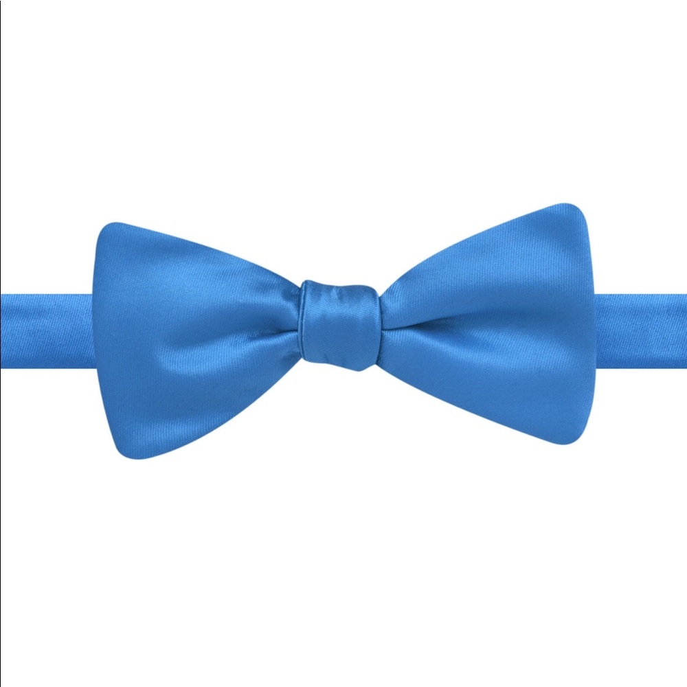Mens Blue Satin Pre Tied Bow Tie 🎀